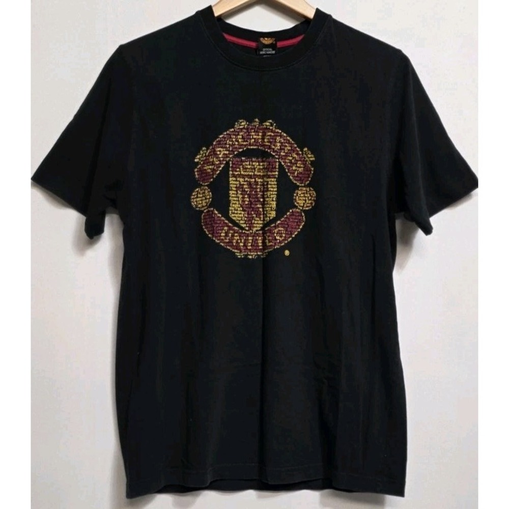 Manchester United Vintage Big Logo Jersey Training Football Shirt Black Men Sz M